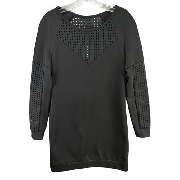 Fabletics Tilly Sweatshirt Dress S Black Neoprene Stretch Perforated Comfort - Picture 2 of 14